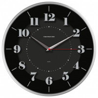 Часы настенные Troykatime (Troyka) круг черные серебристая рамка 30,5х30,5х5 см 454244 (1)