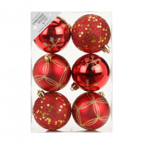 Набор ёлочных шаров INGE'S Christmas Decor 81075G003 d 8 см, красный (6 шт)