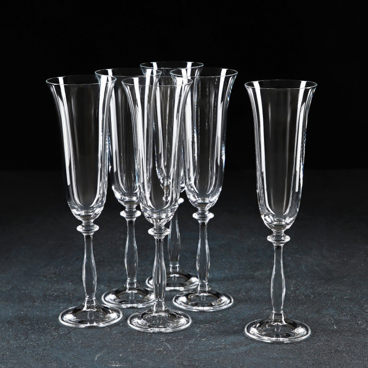 Набор бокалов для шампанского Bohemia Crystal «Анжела», 190 мл, 6 шт 