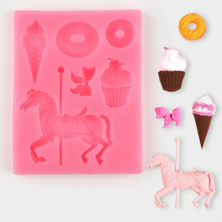 Молд «Парк развлечений», силикон, 10,5×8,3×1 см, цвет МИКС 