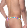 Яркие трусы-тонги с геометрическим цветным принтом Яркие трусы-тонги с геометрическим цветным принтом