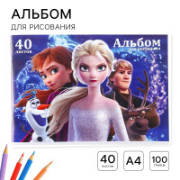 Альбом для рисования А4, 40 листов 100 г/м², на скрепке, Холодное сердце_