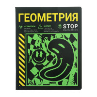 Тетрадь предметная  Неоновый смайл , 48 листов в клетку  Геометрия , обложка мелованный картон, неоновая краска, блок 65 г/м