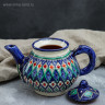 Чайник Риштанская Керамика  Цветы , 700 мл, синий микс
