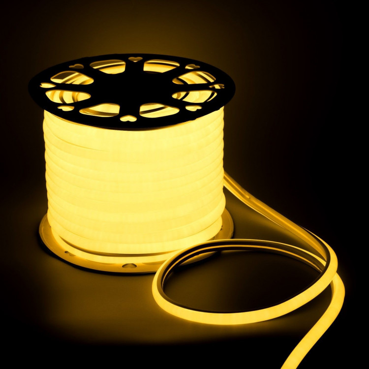 Гибкий неон Luazon Lighting 16 мм D-образный, IP65, 50 м, SMD2835, 120 LED/м, 220 В, свечение тёплое белое 