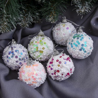 Набор шаров пластик d-5 см, 6 шт  Конфетти в снегу  микс