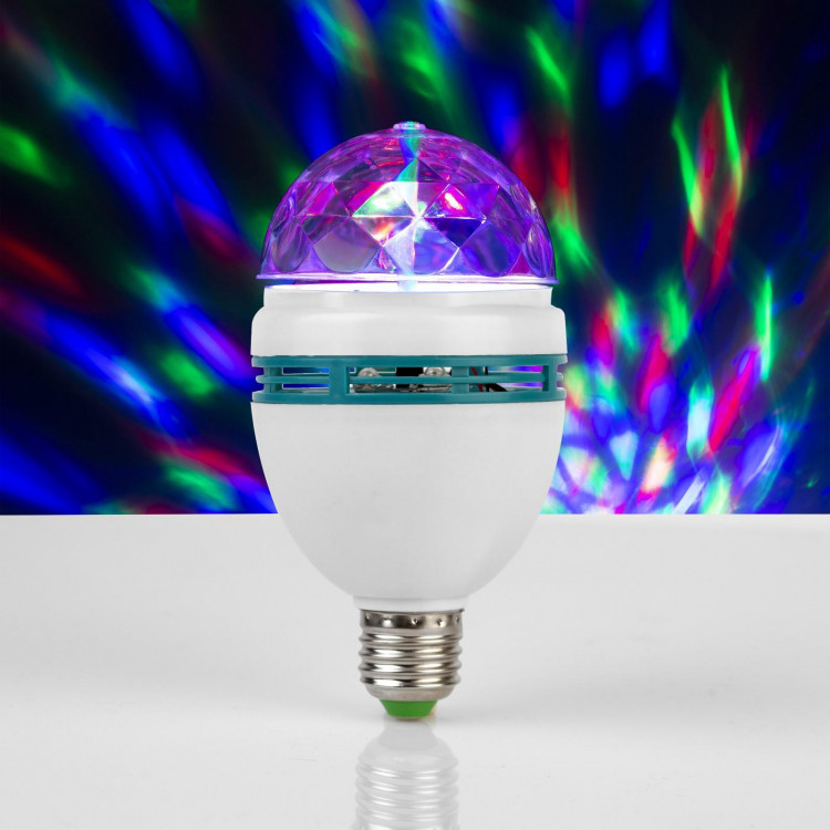Световой прибор «Хрустальный шар» 8 см, Е27, свечение RGB 