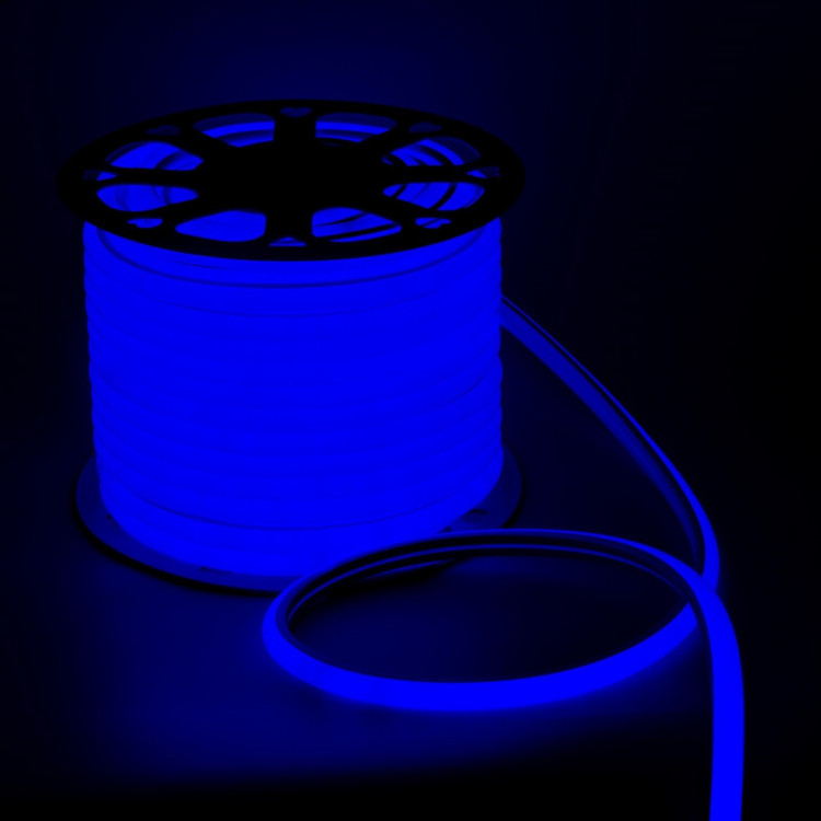 Гибкий неон Luazon Lighting 16 мм D-образный, IP65, 50 м, SMD2835, 120 LED/м, 220 В, свечение синее 