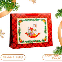Новый год. Пакет подарочный  Новогодняя лошадка , ХL 50 х 40 х 15 см.