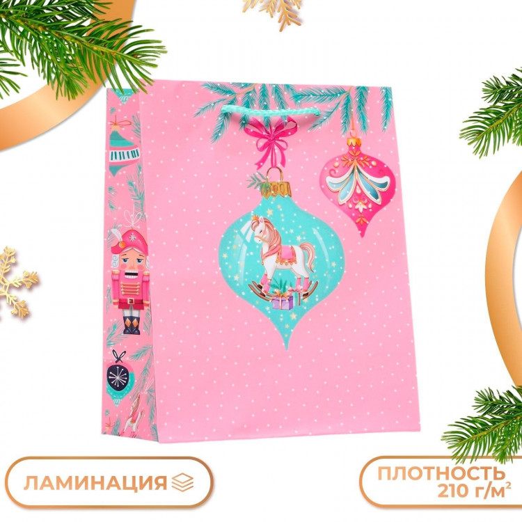 Новый год. Пакет подарочный  Лошадка , 18 х 22,3 х 10 см. 