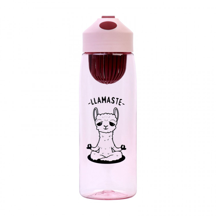 Розовая бутылка для воды с ситечком Llamaste (550 мл.) 