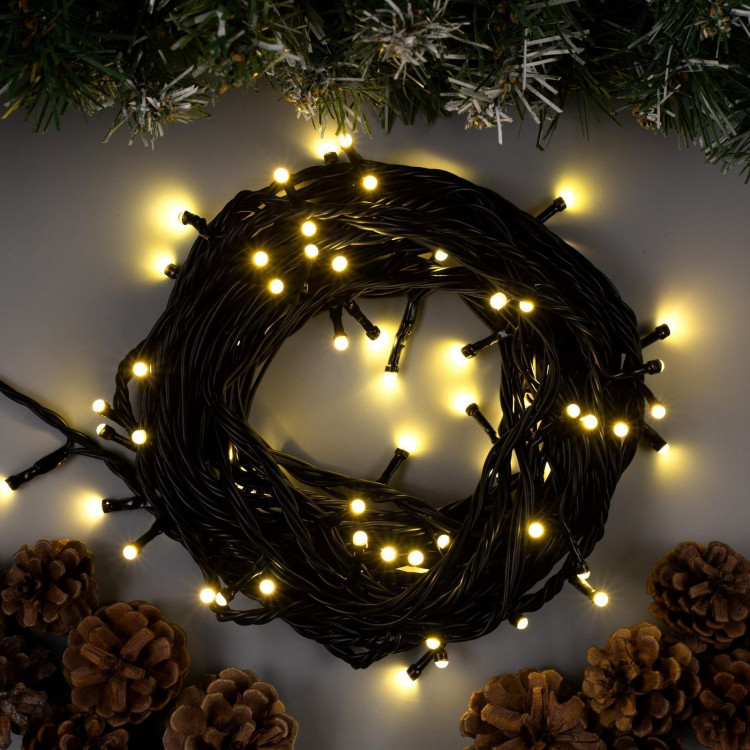 Гирлянда «Нить» 10 м, IP44, УМС, тёмная нить, 72 SMD-LED, свечение тёплое белое, 220 В 