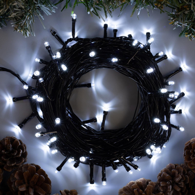 Гирлянда «Нить» 10 м, IP20, тёмная нить, 100 LED, свечение белое, 8 режимов, 220 В 