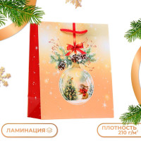 Новый год. Пакет подарочный  Стеклянный шар , 18 х 22,3 х 10 см.