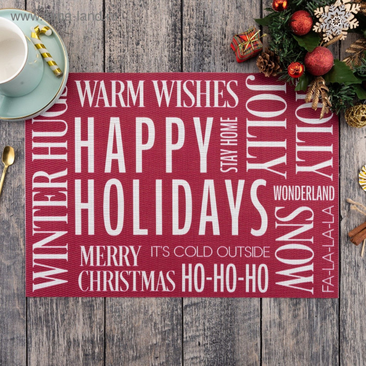 Новый год. Салфетка новогодняя на стол «Happy Holidays», 40х29 см 