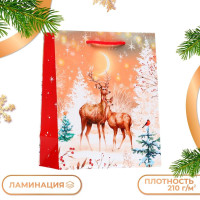 Новый год. Пакет подарочный  Олени , 18 х 22,3 х 10 см.