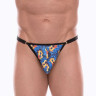 Синие мужские трусы-тонги с разноцветным принтом Синие мужские трусы-тонги с разноцветным принтом