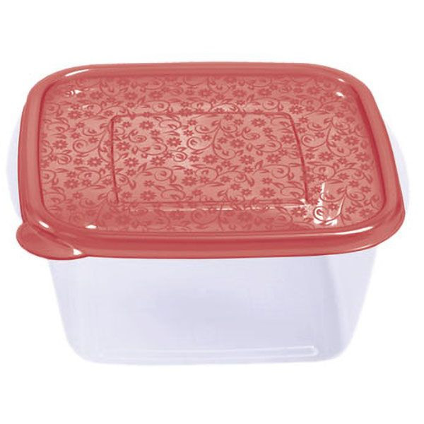 Контейнер для продуктов с крышкой для СВЧ;полипроп.;2,1л;,H=90,L=190,B=185мм;прозр.,бордо 