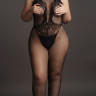 Кэтсьюит с доступом High Neck Fishnet And Lace Bodystocking