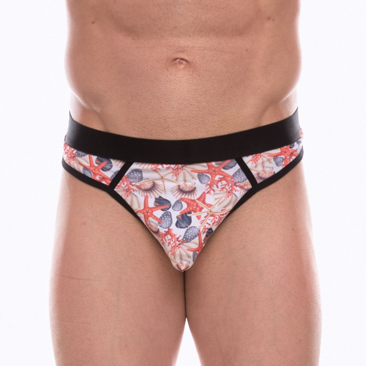 Мужские трусы-стринги с принтом в виде разноцветных ракушек 
