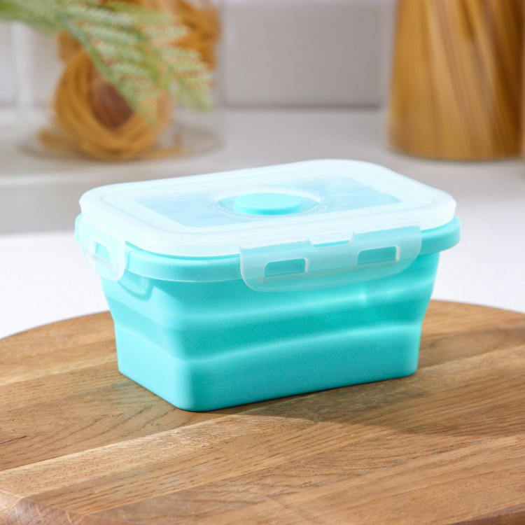Бирюзовый складной контейнер с крышкой «Коста» (400 мл.) 
