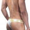 Блестящие серебристо-золотистые трусики-тонги Блестящие серебристо-золотистые трусики-тонги