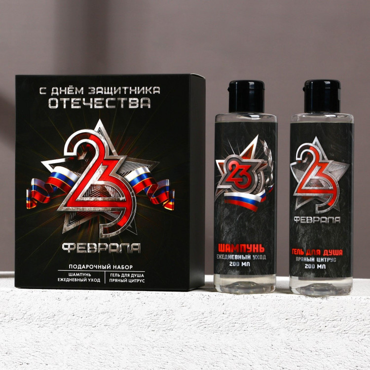 Подарочный набор «С 23 февраля!»: гель для душа и шампунь 