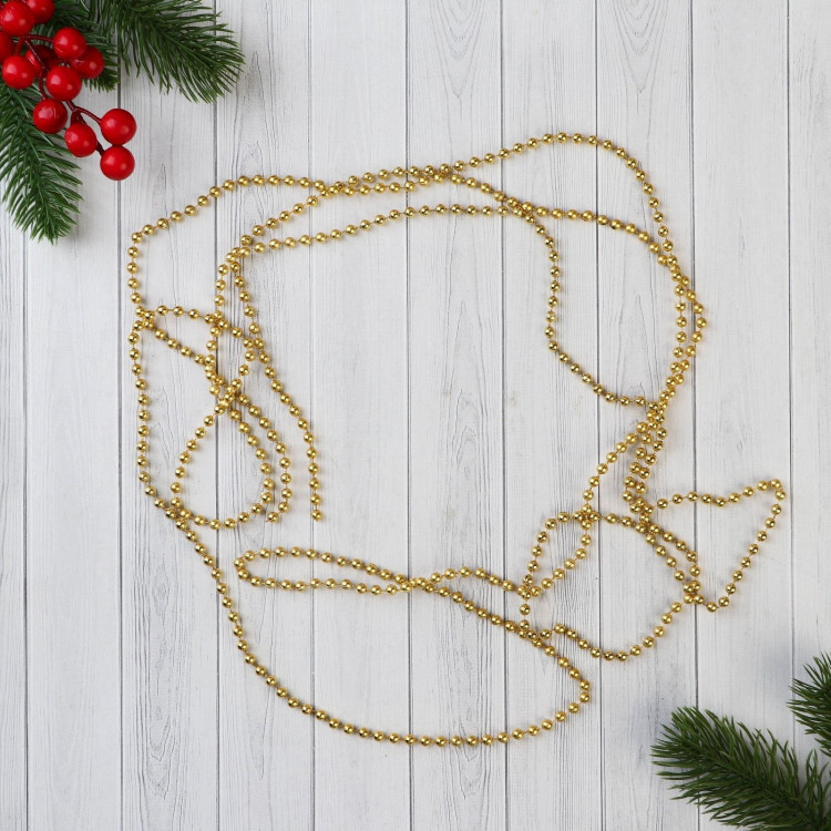 Бусы на ёлку 2,7 м d-5 мм  Шарики  микс 