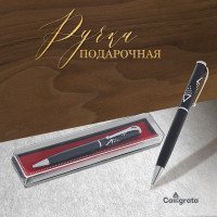 Ручка шариковая, подарочная, поворотная, в пластиковом футляре, чёрная с серебристыми вставками,  Стиль 