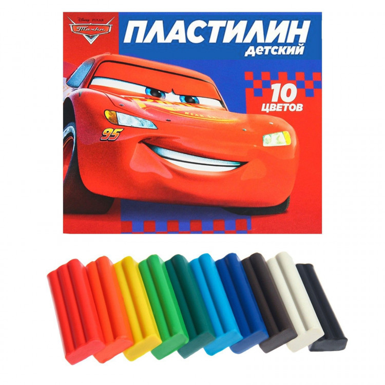 Пластилин 10 цветов, 150 г, Тачки 