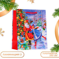 Новый год. Пакет подарочный  Дед мороз и снегурка , 18 х 22,3 х 10 см.