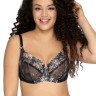 Бюстгальтер на косточках с трехцветной вышивкой на plus size чашках