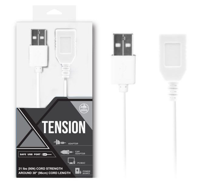 Белый удлинитель USB-провода - 100 см. 