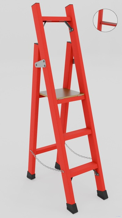 ССД-0,7АТ с симметричной опорой диэлектрическая стеклопластиковая стремянка, Телеком, абразивное покрытие ступеней, h=1490мм, h рабочей площадки=750мм, ступ.3 