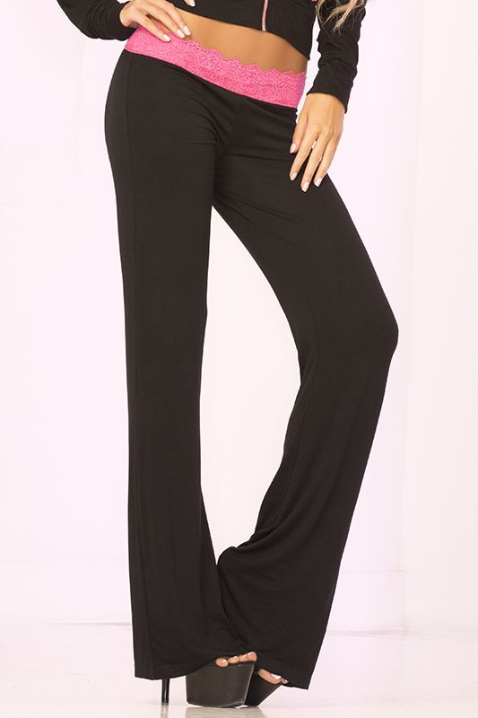 Клубные брючки с кружевным поясом и декоративной шнуровкой LACE TRIM LOUNGE PANTS 