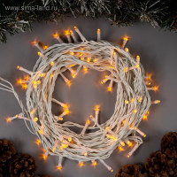 Гирлянда «Нить» 10 м, IP44, белая нить, 100 LED, свечение жёлтое, 8 режимов, 220 В
