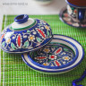 Масленка Риштанская Керамика  Цветы , 13 см, синий
