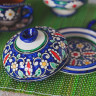 Масленка Риштанская Керамика  Цветы , 13 см, синий