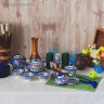 Масленка Риштанская Керамика  Цветы , 13 см, синий