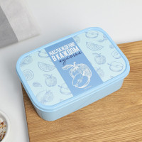 Голубой прямоугольный ланч-бокс «Наслаждение вкусом» (1,2 л.)