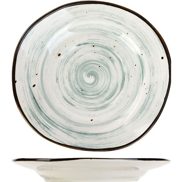 Блюдце «Пастораль» с зелеными вкраплениями (диаметр 14 см) 