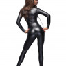 Черный комбинезон с поводком и двусторонней молнией Powerwetlook overall with leash and two-way zipper