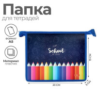 Папка для тетрадей А5, 230 х 190 х 50 мм, молния сверху, пластиковая, Calligrata  Карандаши 