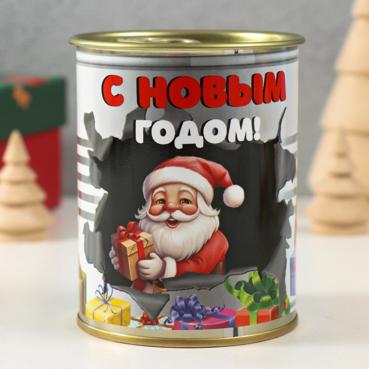 Носки в банке   С новым годом  подарки (внутри носки мужские, цвет чёрный) 