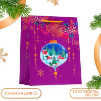 Новый год. Пакет подарочный  Стеклянный шар , 18 х 22,3 х 10 см.!
