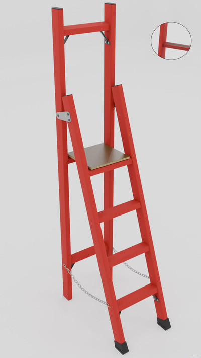 ССВ-2,1А стремянка стеклопластиковая с вертикальной опорой, абразивное покрытие ступеней, h=2230мм, h рабочей площадки=1200мм, ступ.4 