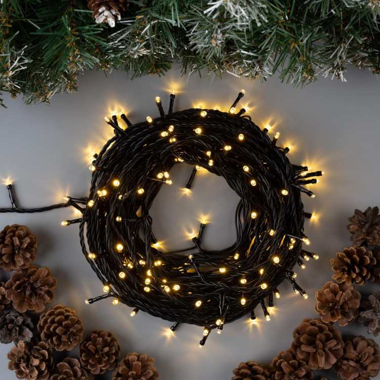 Гирлянда «Нить» 20 м, IP44, тёмная нить, 200 LED, свечение тёплое белое, 8 режимов, 220 В 