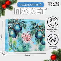 Новый год. Пакет ламинированный горизонтальный  Новогодние шары , XL 49 × 40 × 19 см.