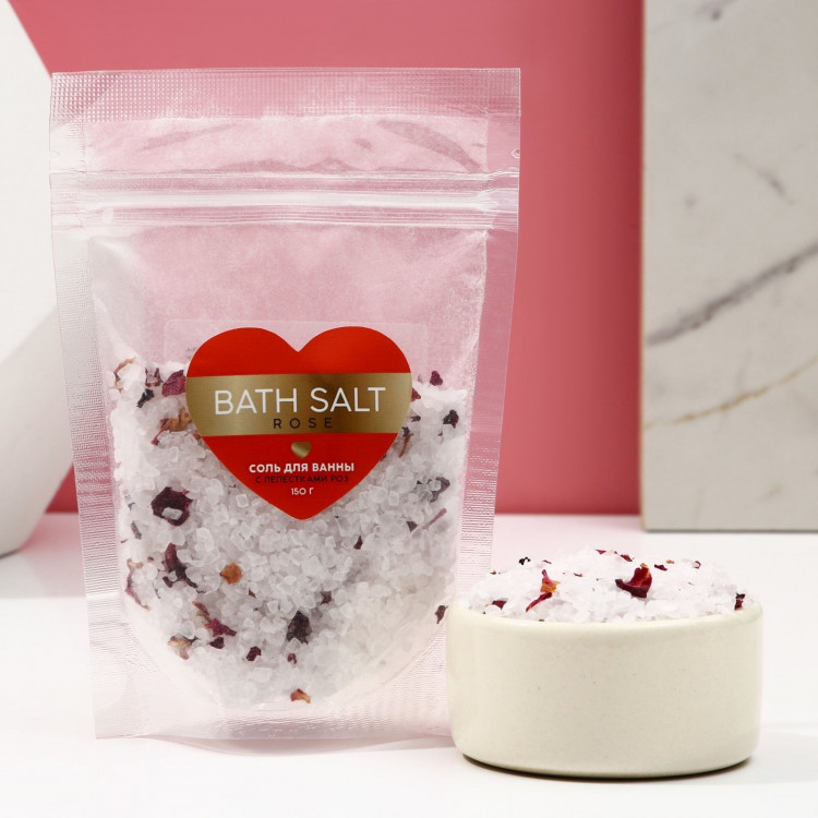 Cоль для ванны Bath Salt с ароматом розы - 150 гр. 