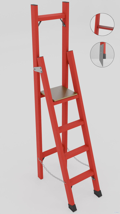 ССВ-2,1АМ стремянка стеклопластиковая с вертикальной опорой, абразивное покрытие ступеней, металлические оконцеватели (Мягкий грунт), h=2230мм, h рабочей площадки=1200мм, ступ.4 